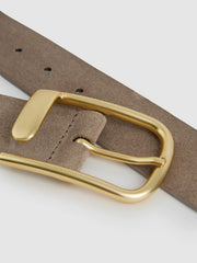 Leather Half Keeper Belt in Grey