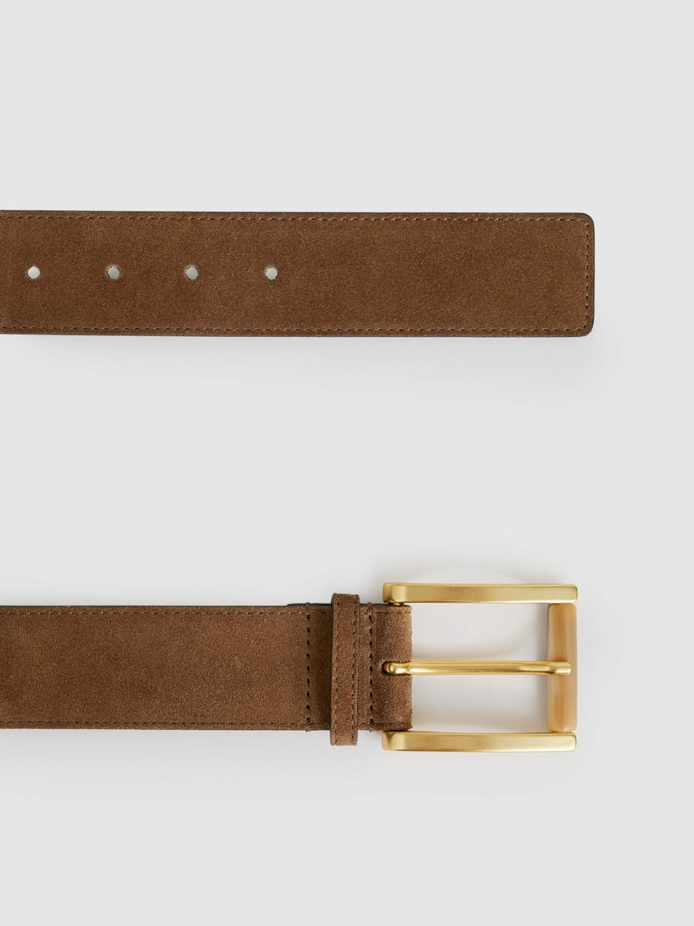 Suede Square Roller Buckle Belt in Tan