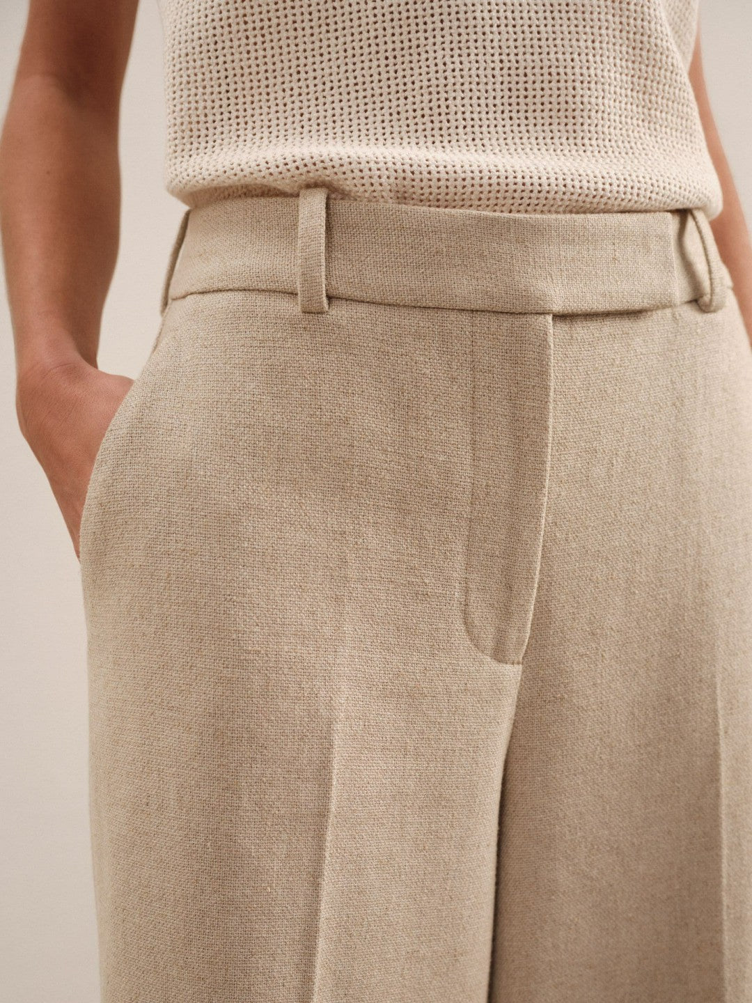 Petite Linen-Blend Wide-Leg Trousers in Neutral