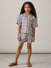 9-13 yrs Geometric Chain Print Shorts in Multi