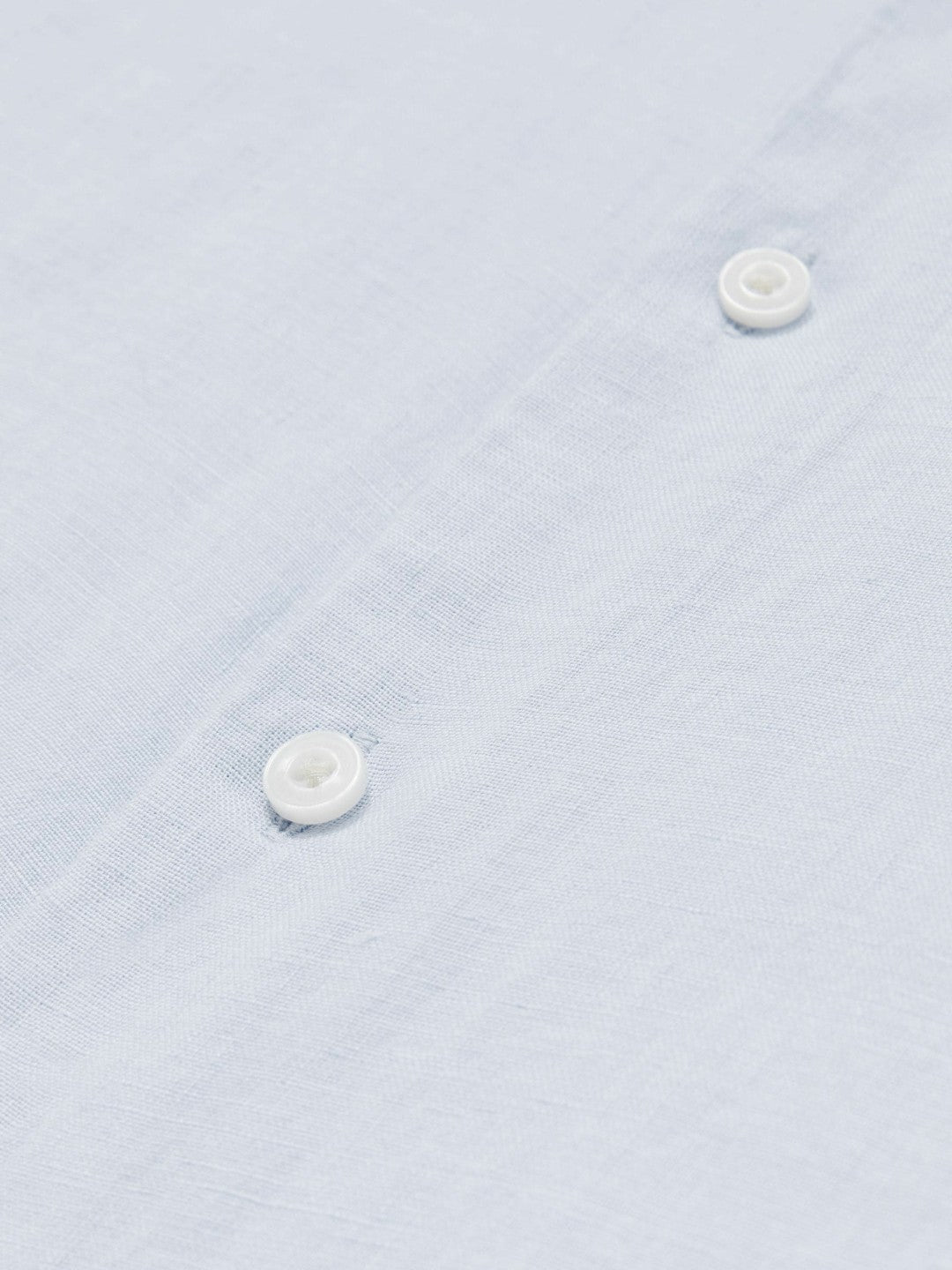Slim Fit Linen Button-Through Shirt in Pale Blue