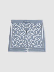 Abstract-Pattern Towelling Shorts in Soft Blue/White