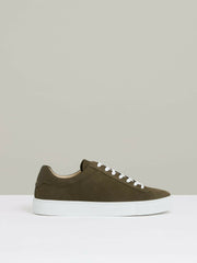 Nubuck-Leather Low-Top Trainers in Olive Green