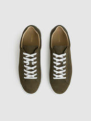 Nubuck-Leather Low-Top Trainers in Olive Green