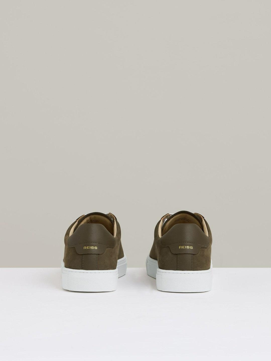 Nubuck-Leather Low-Top Trainers in Olive Green