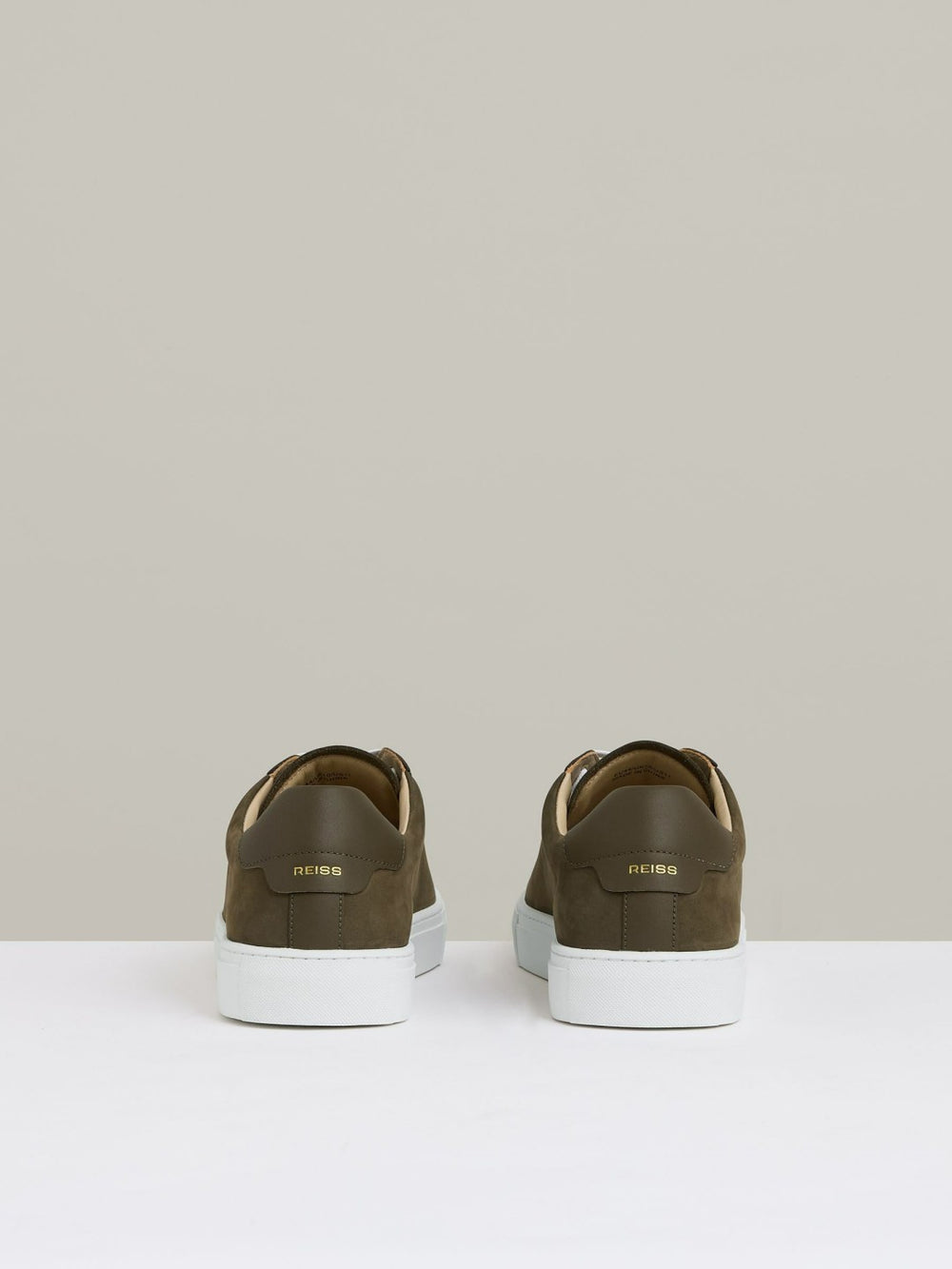 Nubuck-Leather Low-Top Trainers in Olive Green