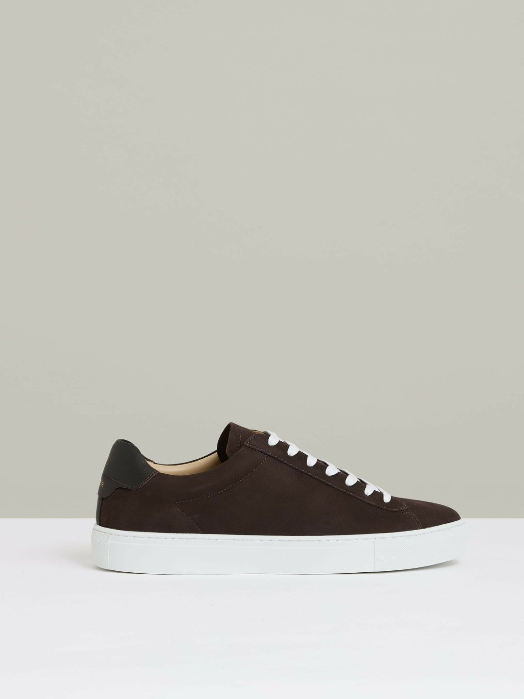 Nubuck-Leather Low-Top Trainers in Dark Chocolate Brown