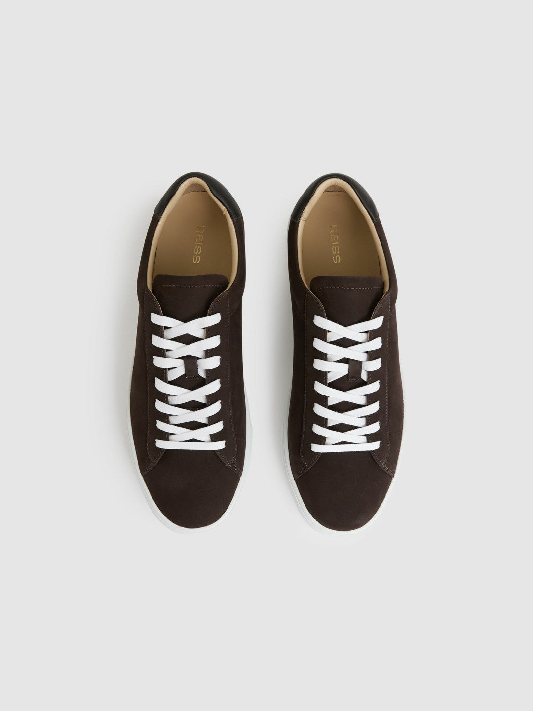 Nubuck-Leather Low-Top Trainers in Dark Chocolate Brown