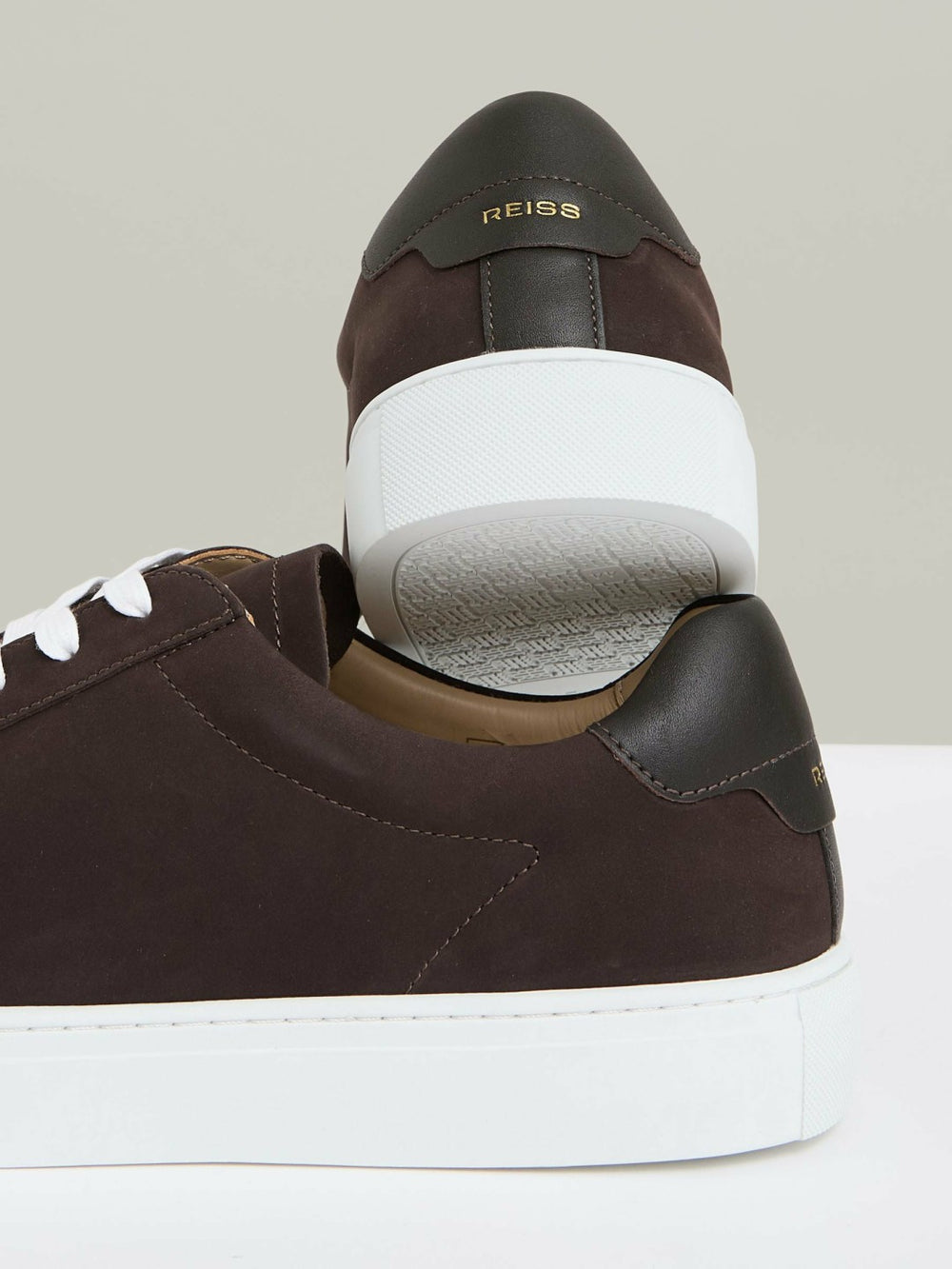 Nubuck-Leather Low-Top Trainers in Dark Chocolate Brown