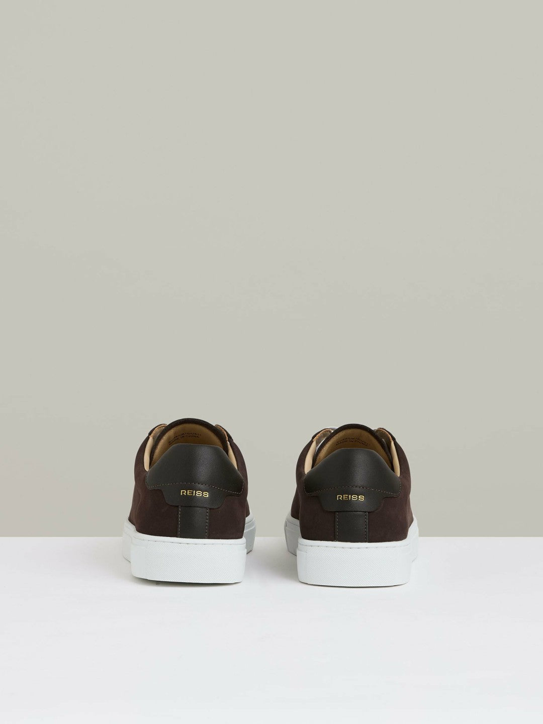 Nubuck-Leather Low-Top Trainers in Dark Chocolate Brown