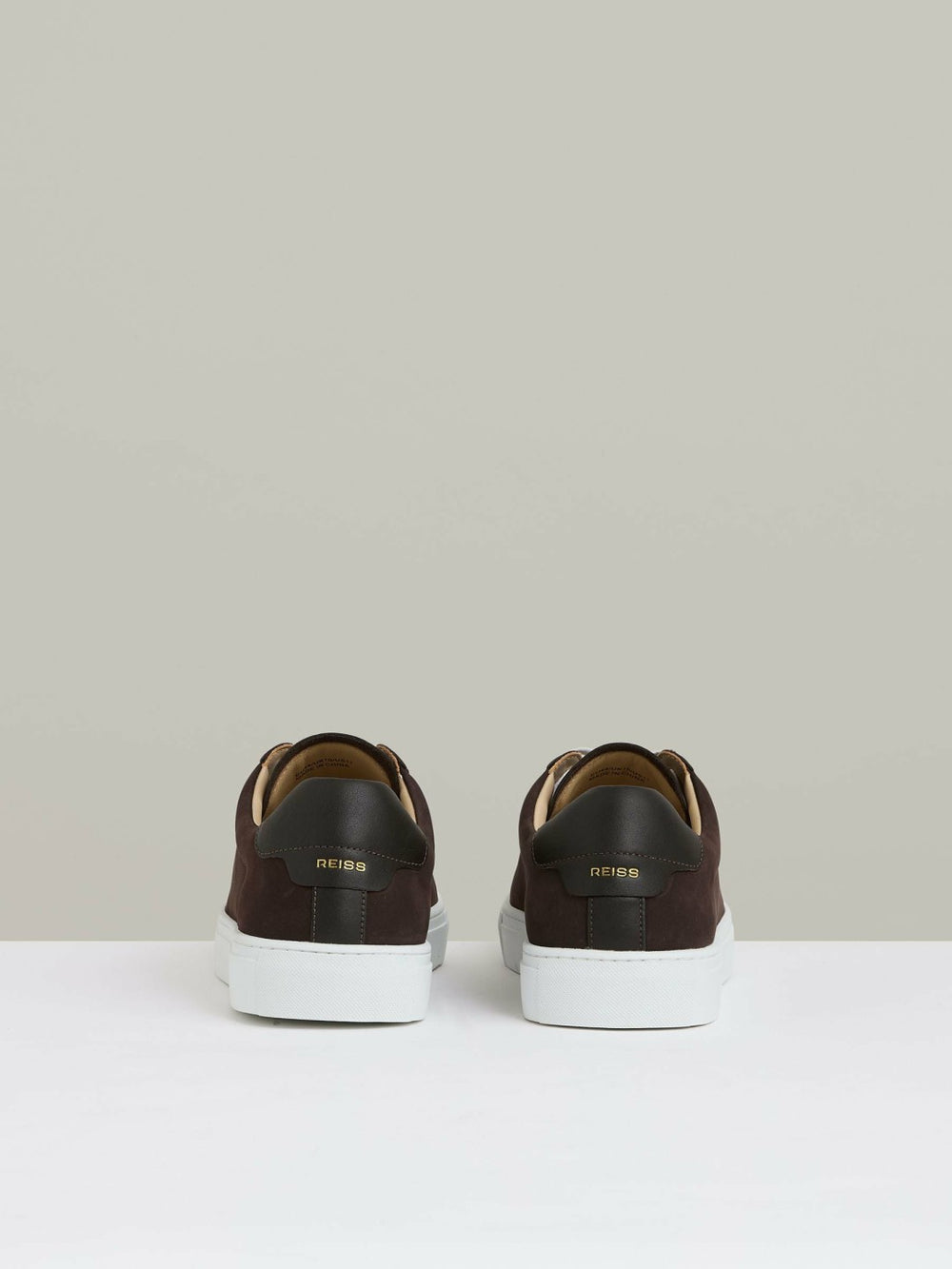 Nubuck-Leather Low-Top Trainers in Dark Chocolate Brown