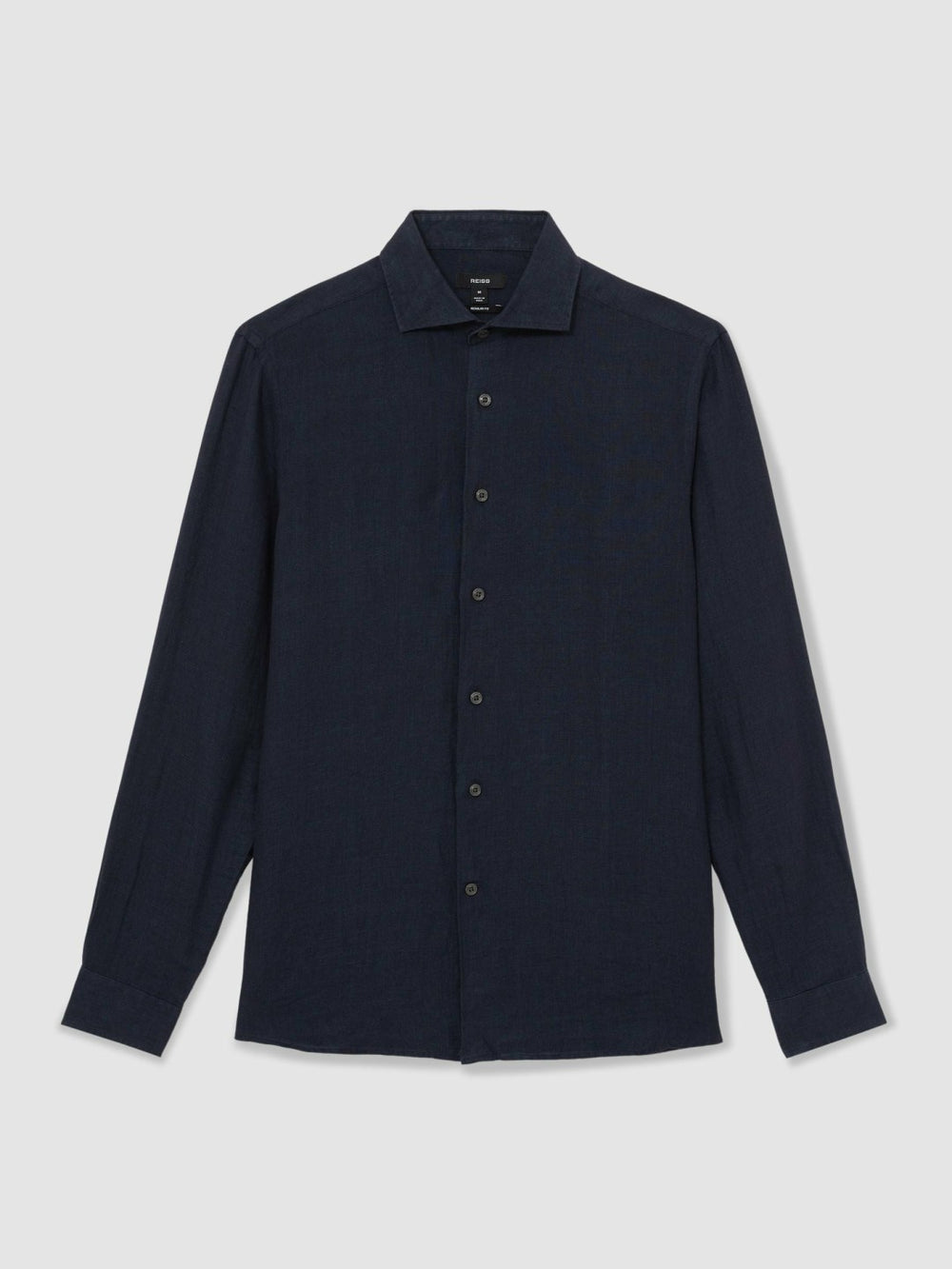 Linen Button-Through Shirt in Navy