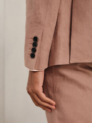 Single-Breasted Linen Suit Blazer Slim Fit in Rose Pink