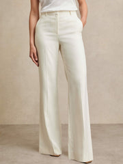 Wide Leg Tailored Trousers in Cream