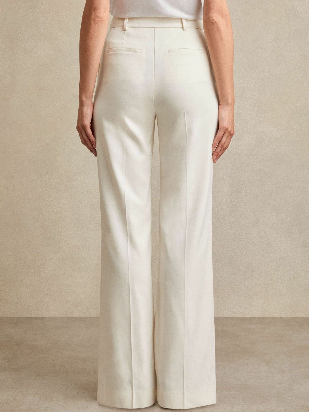 Wide Leg Tailored Trousers in Cream