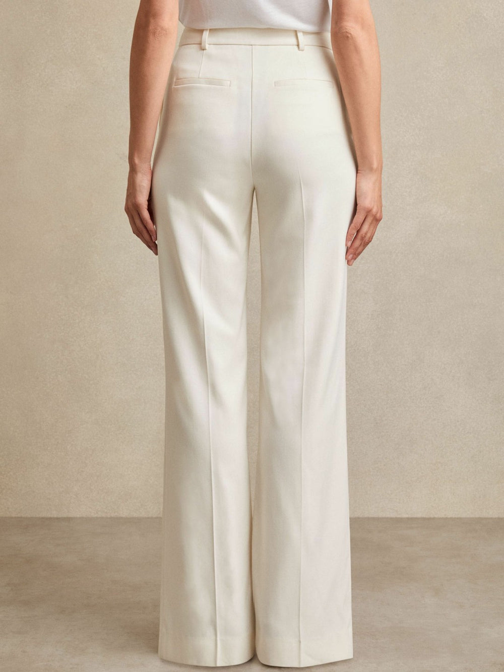 Wide Leg Tailored Trousers in Cream