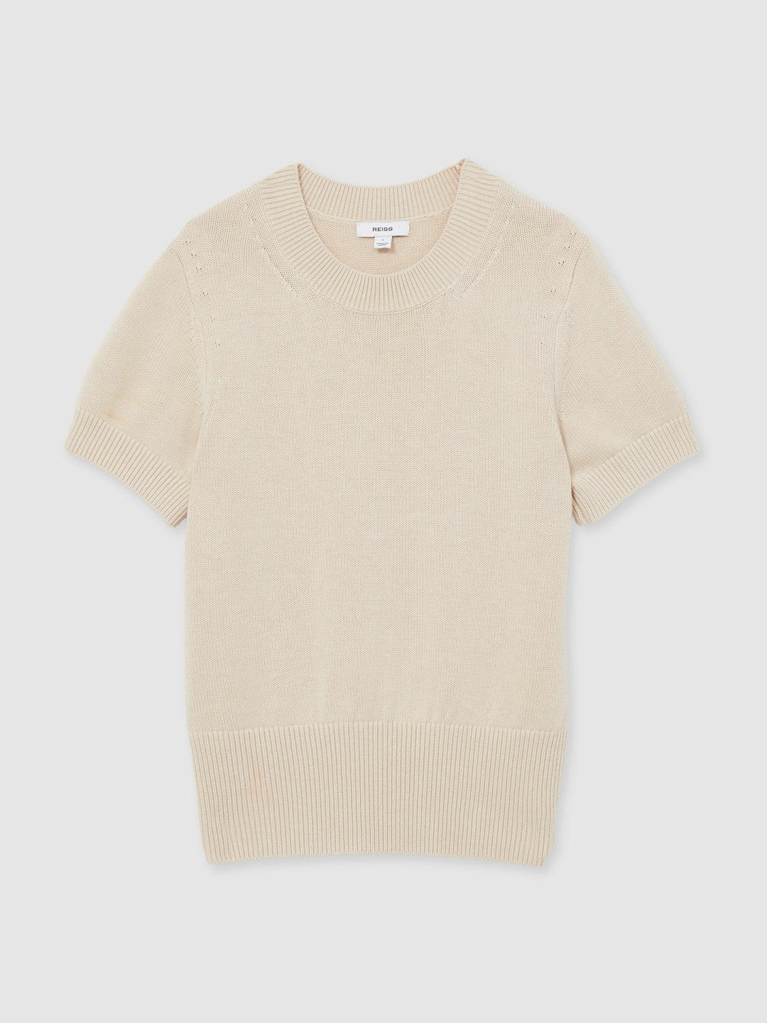 Cotton And Wool Crew-Neck Top in Neutral