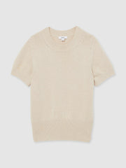 Cotton And Wool Crew-Neck Top in Neutral