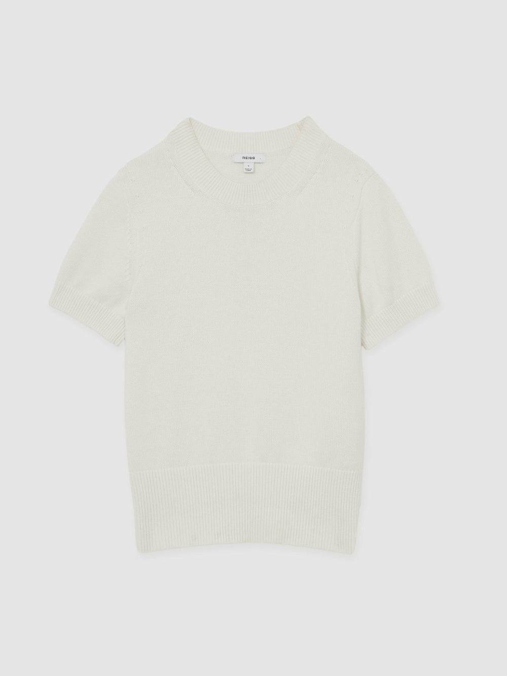 Cotton And Wool Crew-Neck Top in Ivory