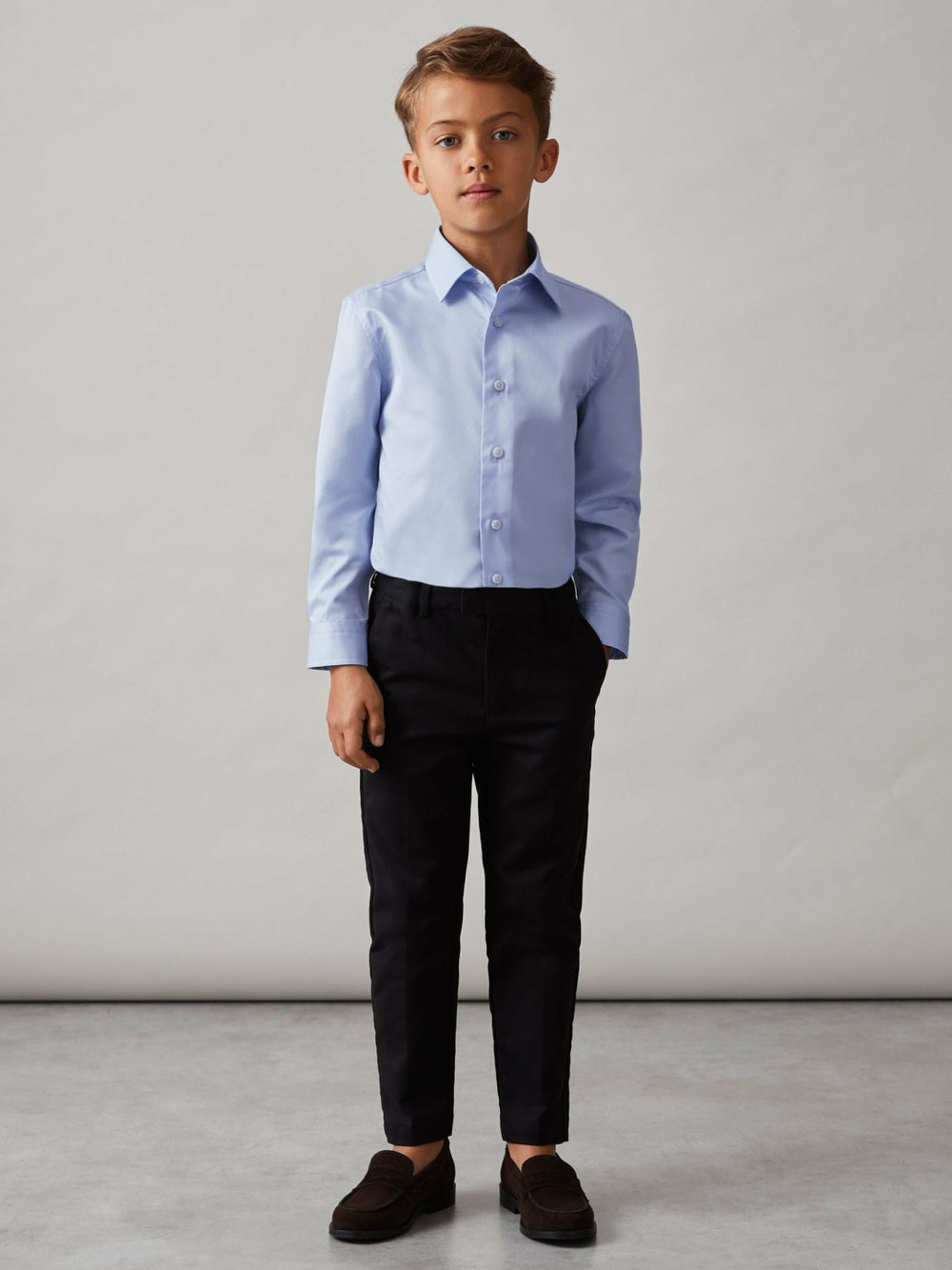9-13 yrs Slim-Fit Cotton Shirt in Soft Blue