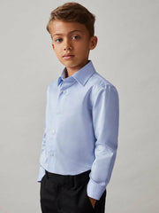 9-13 yrs Slim-Fit Cotton Shirt in Soft Blue
