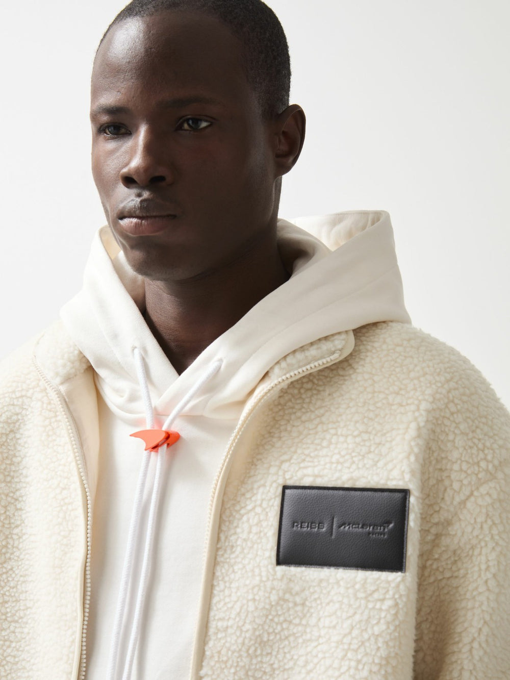 McLaren F1 Team Embroidered Fleece Jacket Unisex Fit in Off White