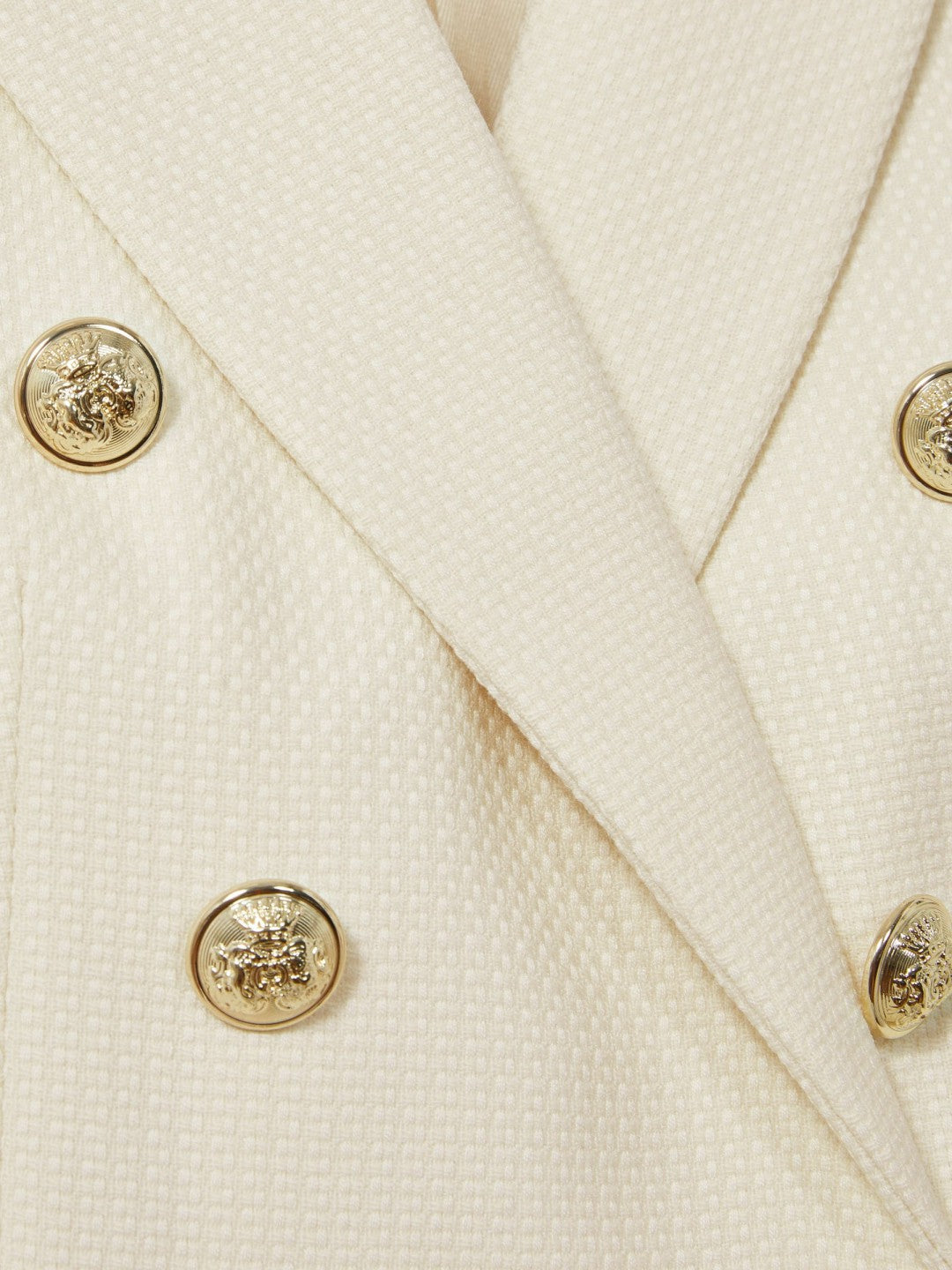 Petite Tailored Fit Textured Double Breasted Blazer in White