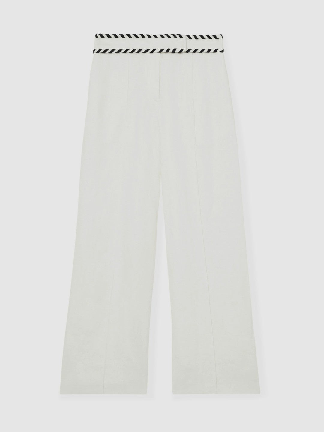 Linen Wide-Leg Whipstitch Trousers in White