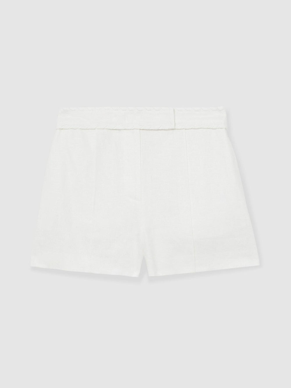 Linen Whipstitch Shorts in White