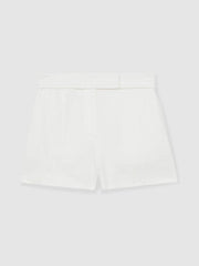 Linen Whipstitch Shorts in White