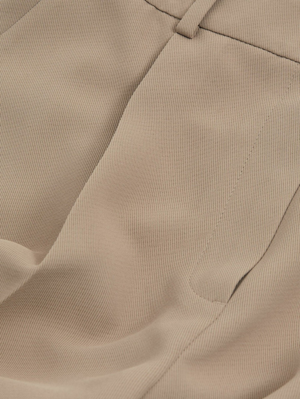 Elasticated-Waist Wide-Leg Twill Trousers in Mink Neutral