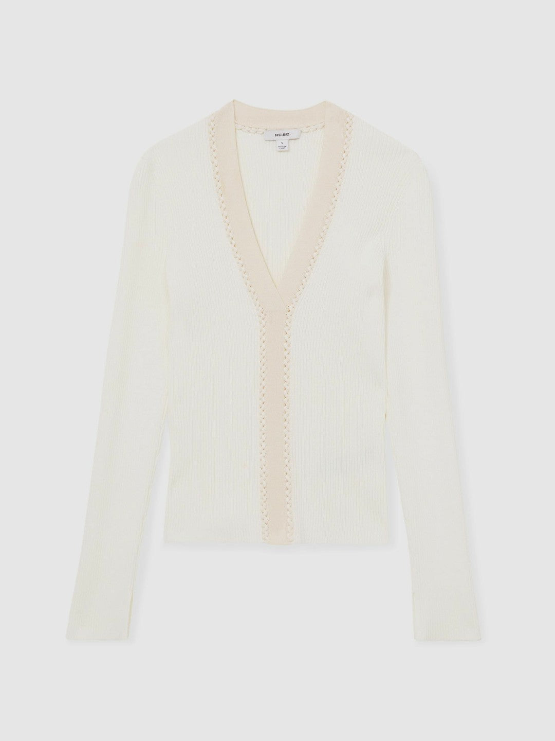Craft-Stitch Rib-Knit Top in Ivory