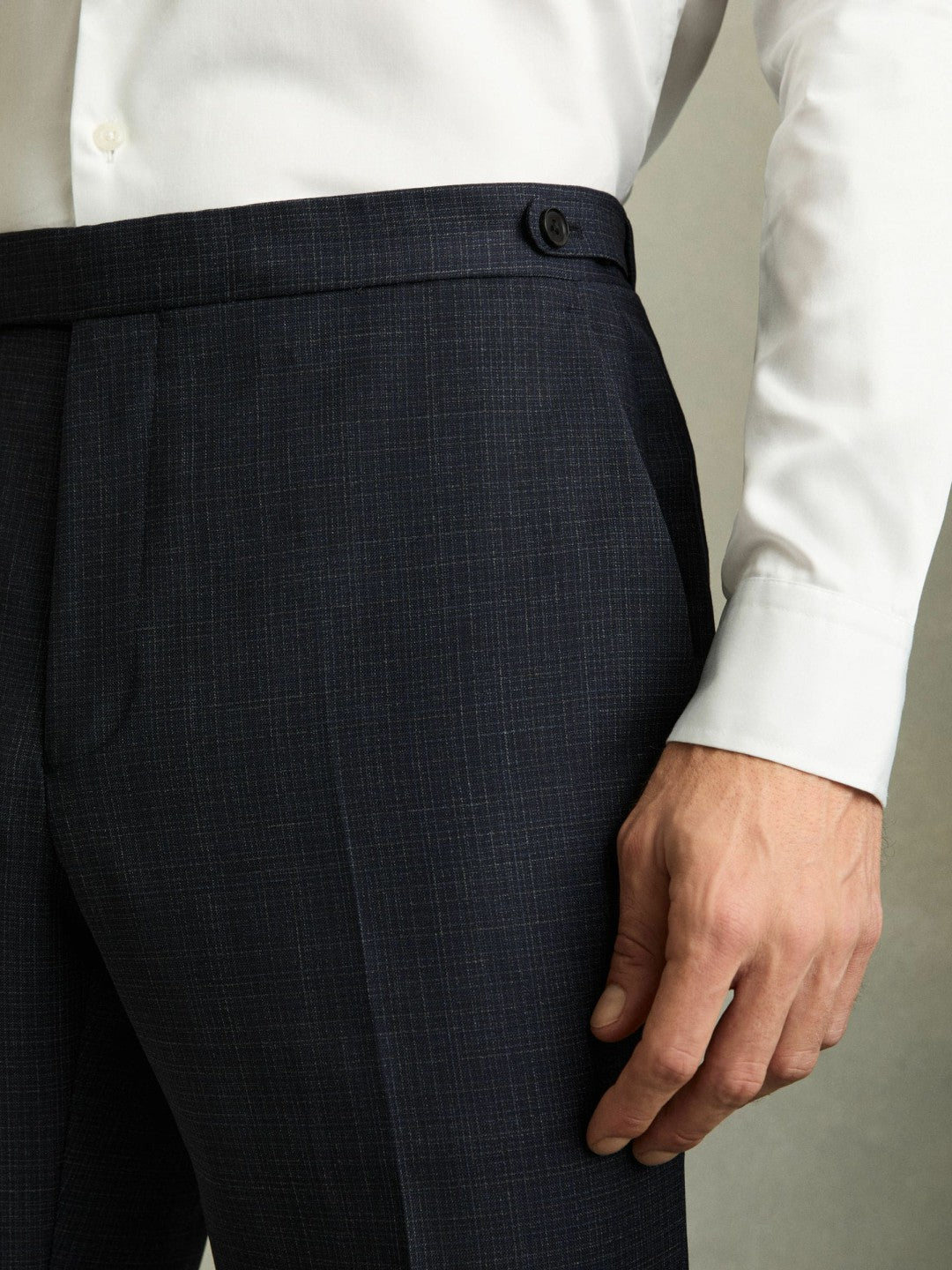 Slim-Fit Wool-Blend Textured Tailored Trousers in Navy