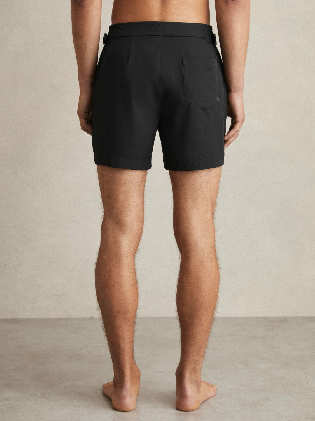 Side-Adjuster Swim Shorts in Black