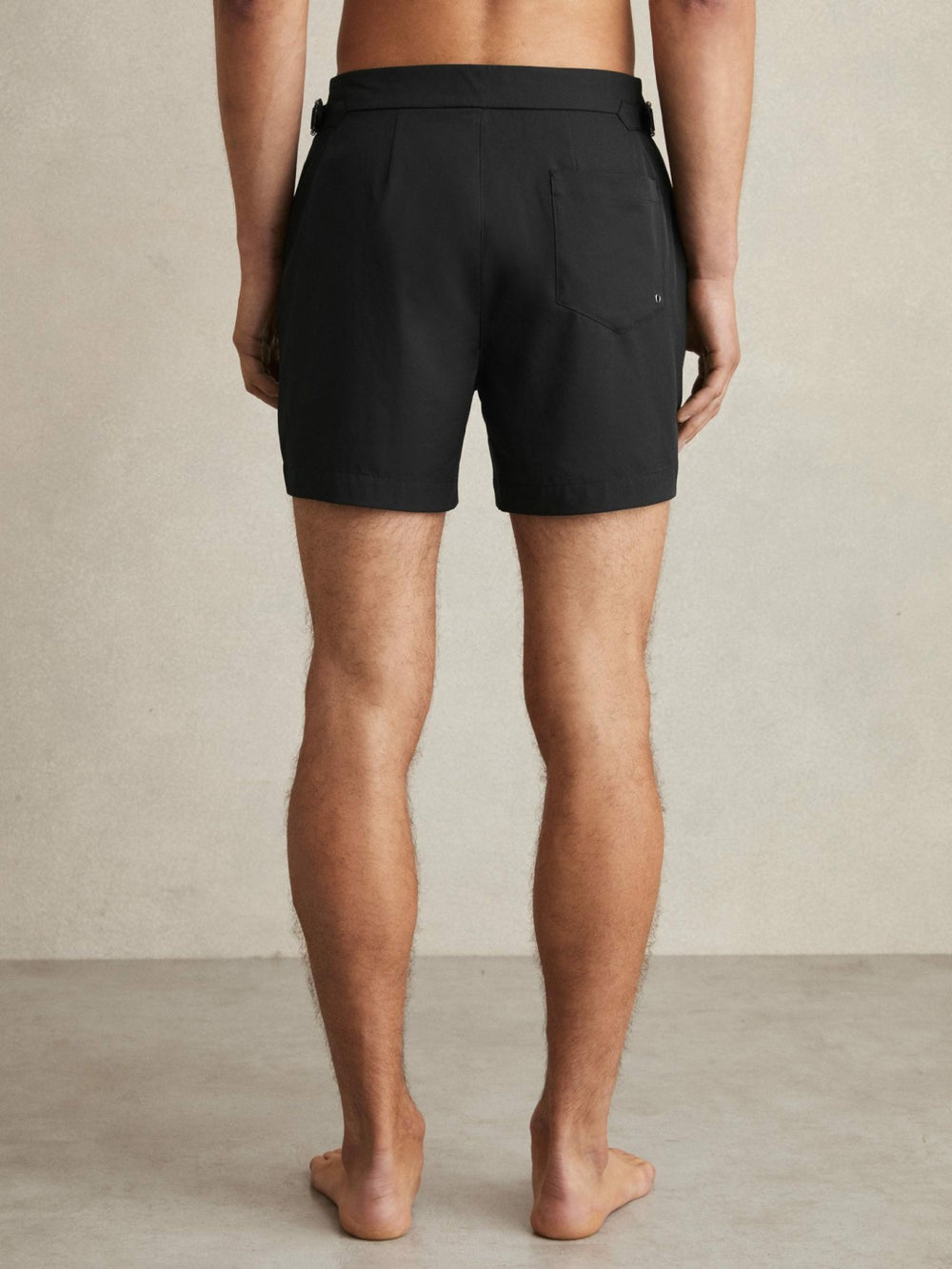 Side-Adjuster Swim Shorts in Black
