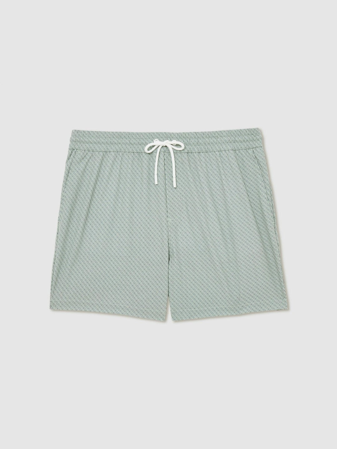 Drawstring Geometric Print Swim Shorts in Pistachio Green