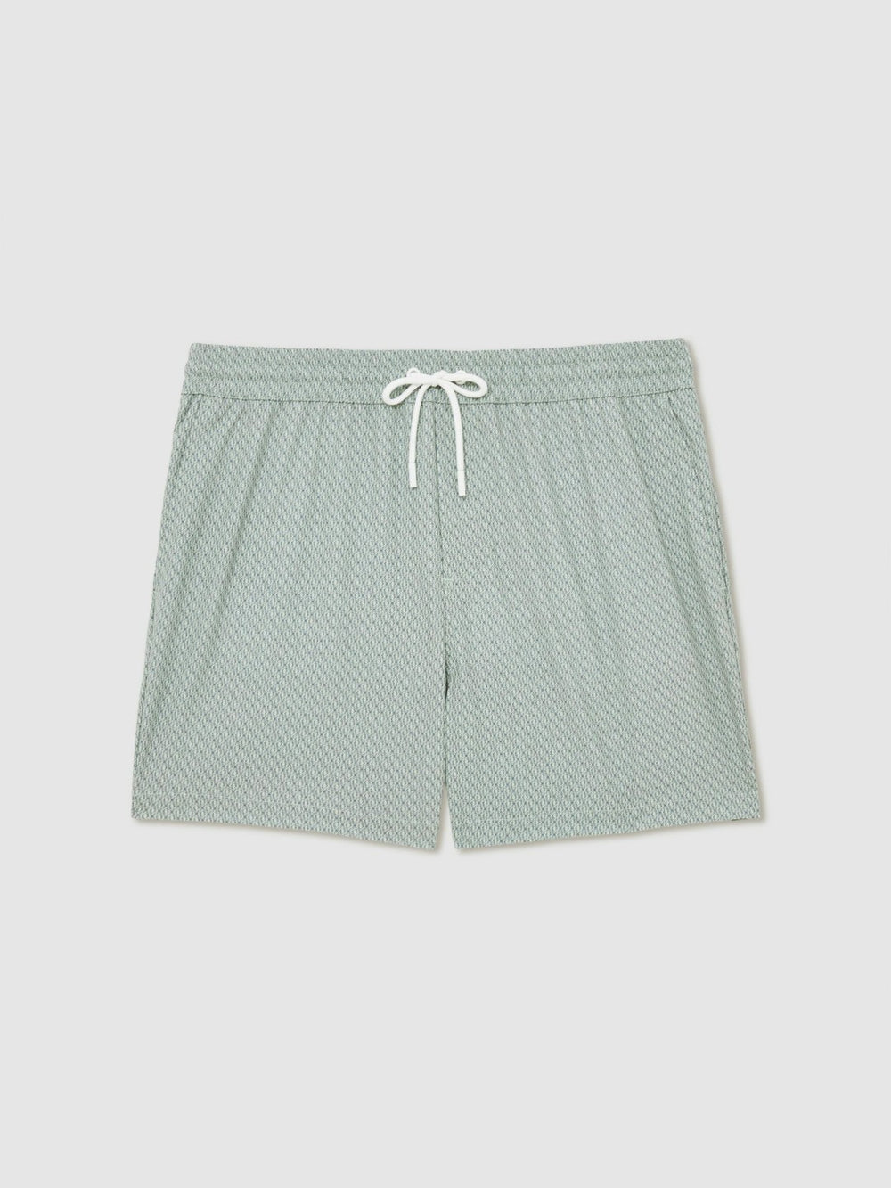 Drawstring Geometric Print Swim Shorts in Pistachio Green