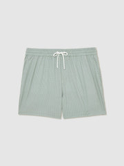Drawstring Geometric Print Swim Shorts in Pistachio Green