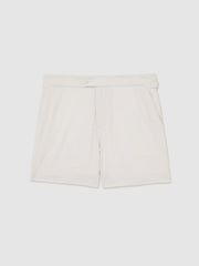 Side-Adjuster Swim Shorts in Off White