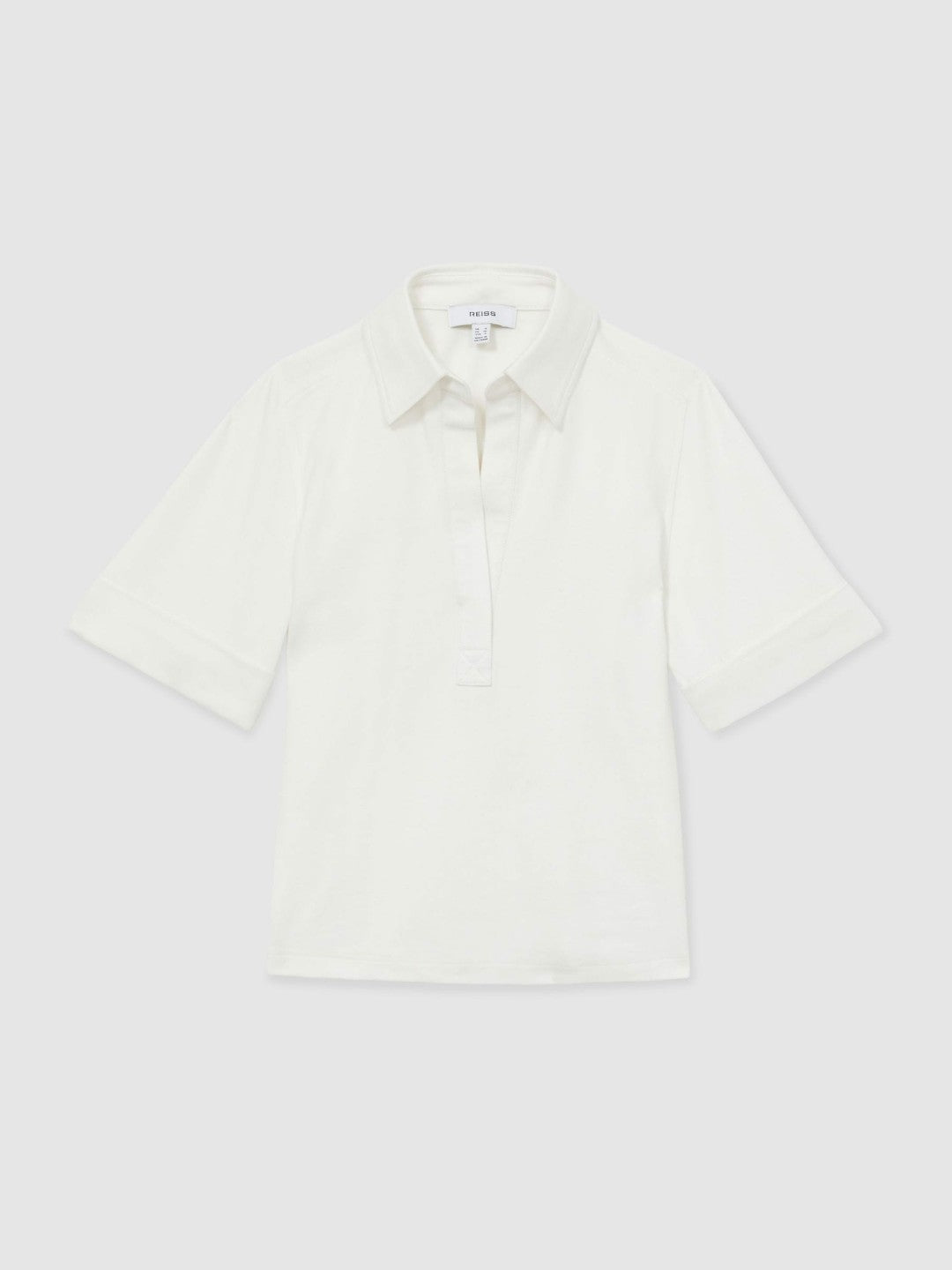 Open-Collar Polo Shirt in Cream