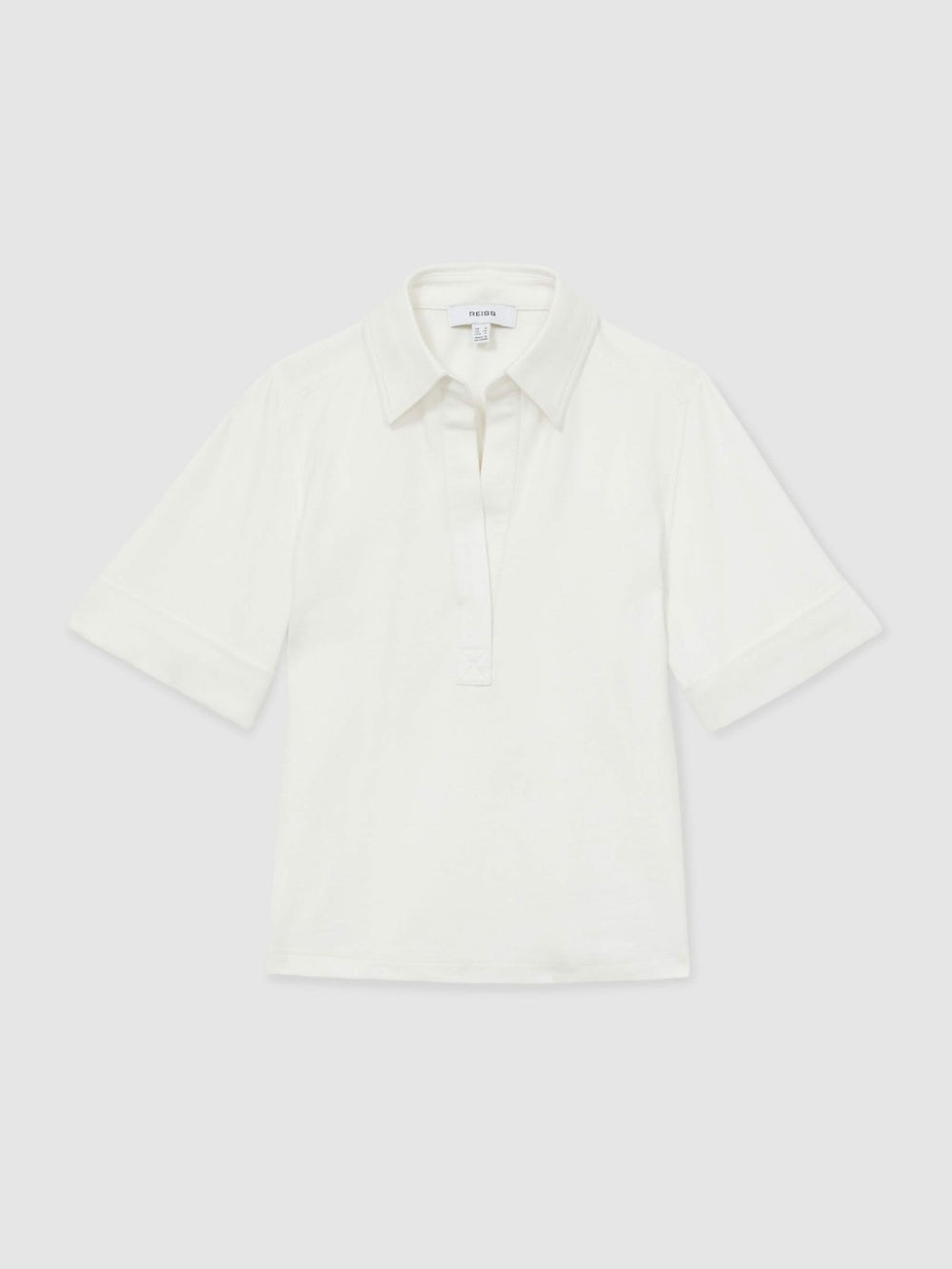 Open-Collar Polo Shirt in Cream