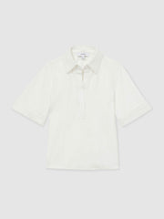 Open-Collar Polo Shirt in Cream