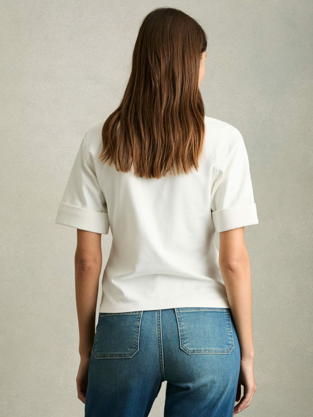 Open-Collar Polo Shirt in Cream