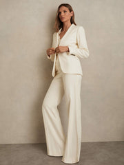 Single-Breasted Peak-Lapel Tailored Blazer in Cream