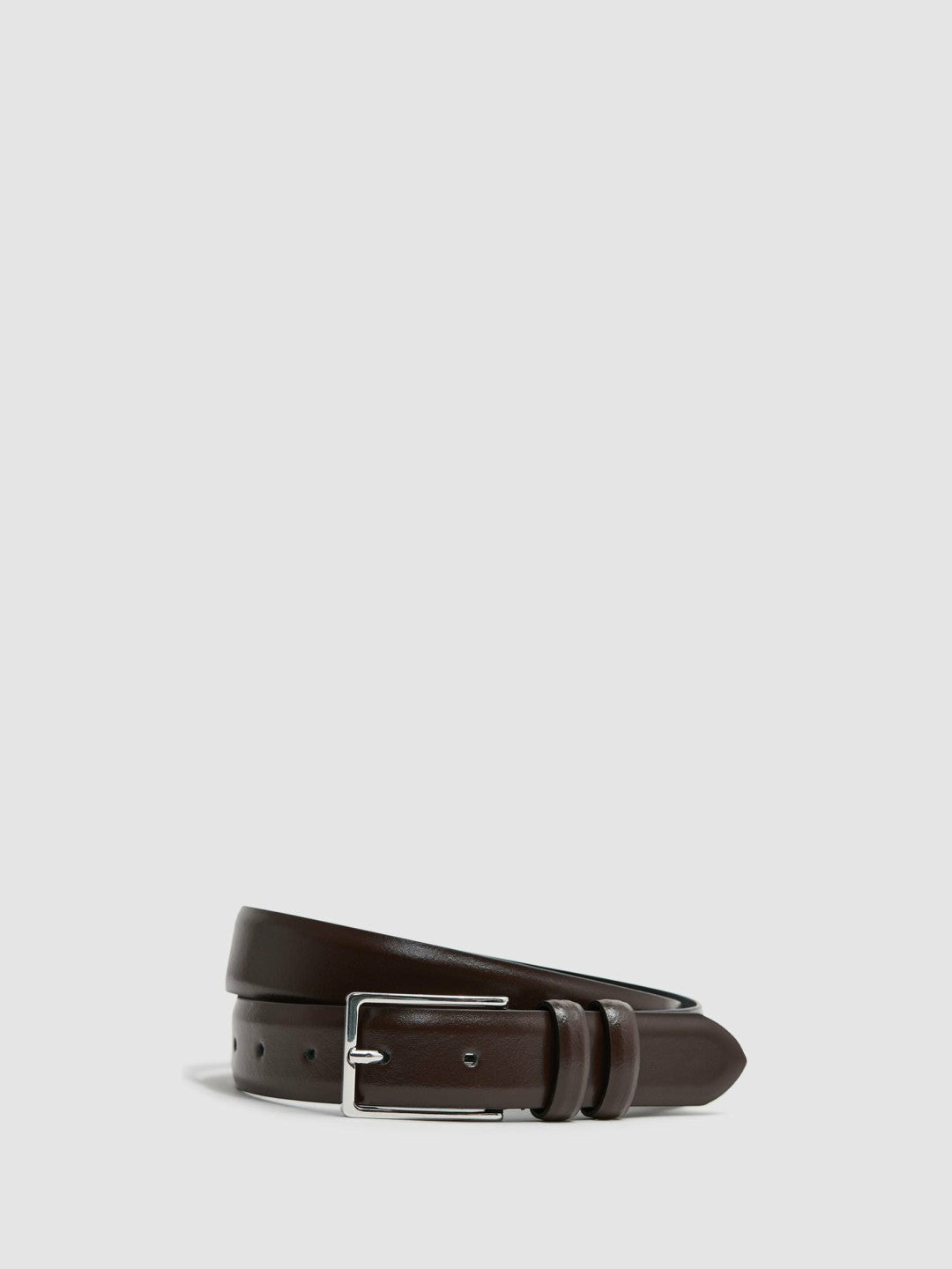 Smooth Leather Belt in Chocolate