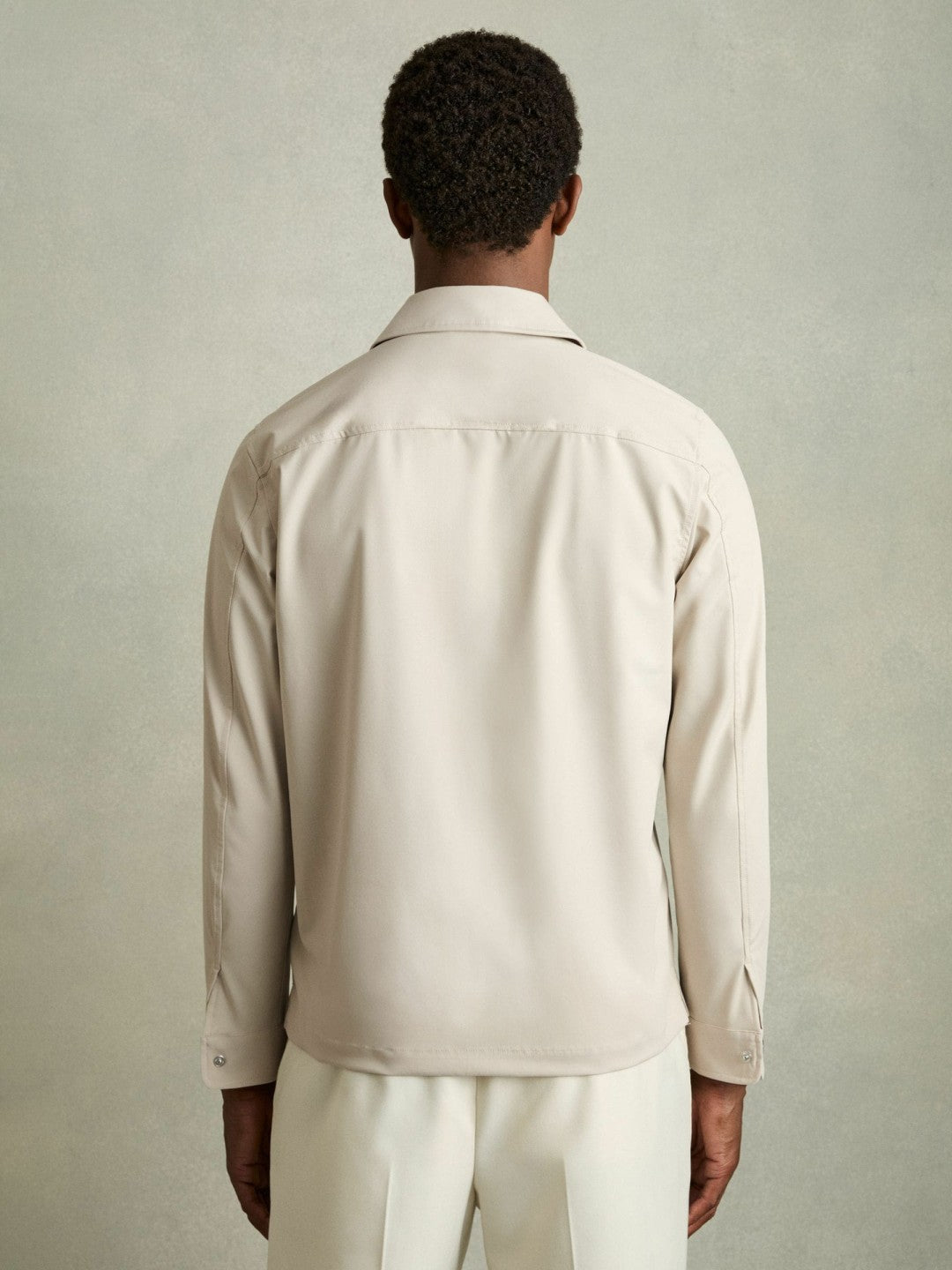 Technical Zip-Through Overshirt in Stone