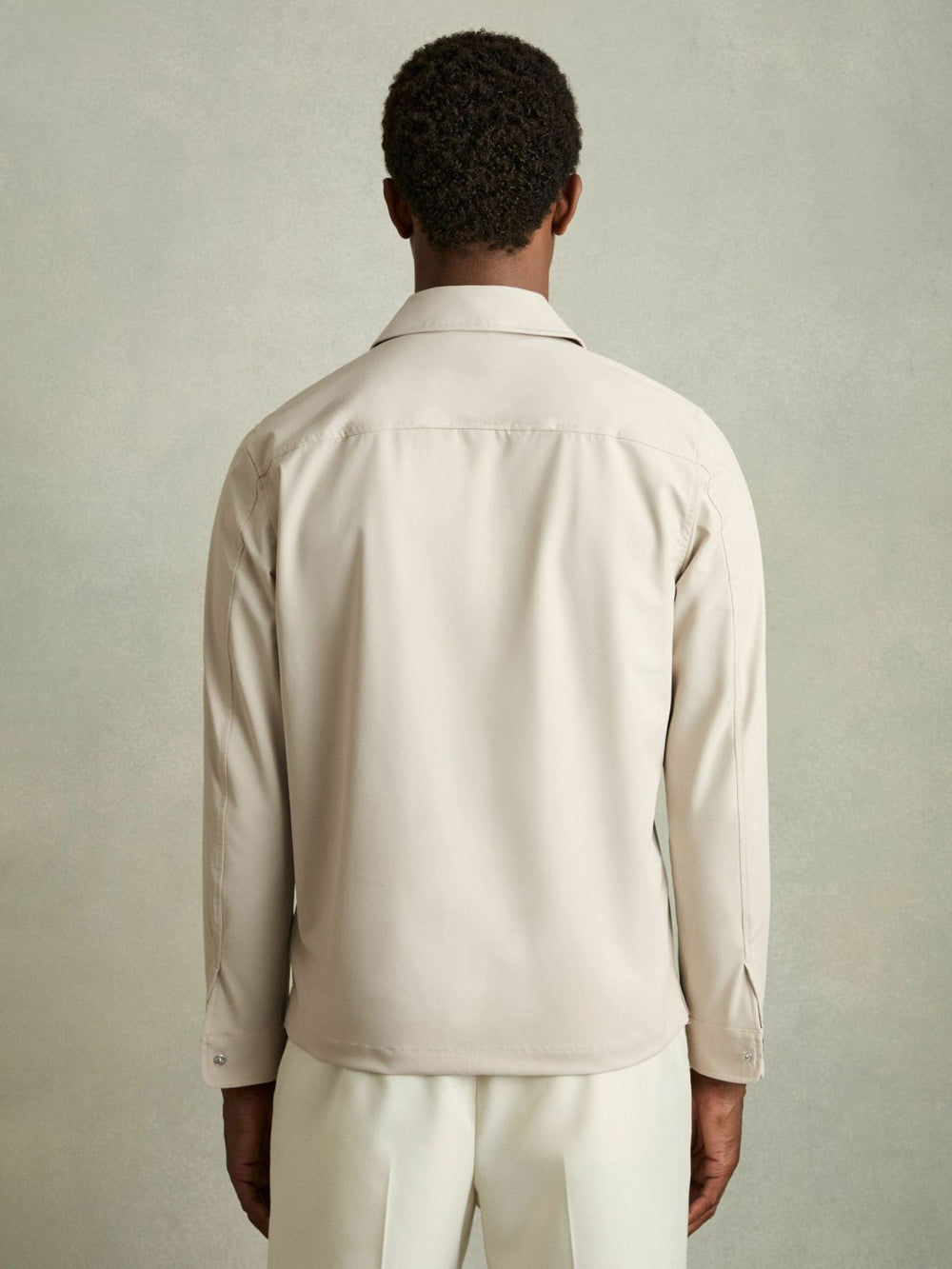Technical Zip-Through Overshirt in Stone