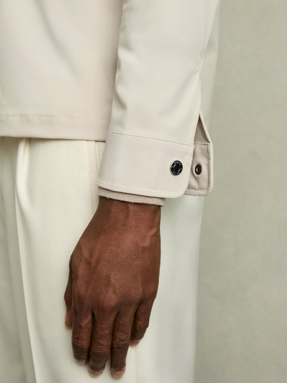 Technical Zip-Through Overshirt in Stone