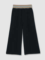 13-14 yrs Stripe-Waistband Wide-Leg Trousers in Navy