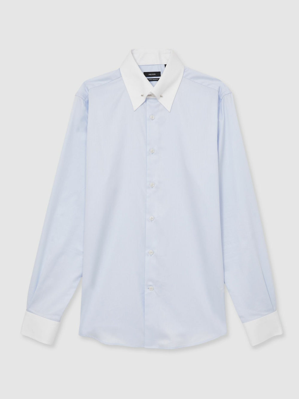 Regular-Fit Cotton Pin-Collar Shirt in Contrast S Blue